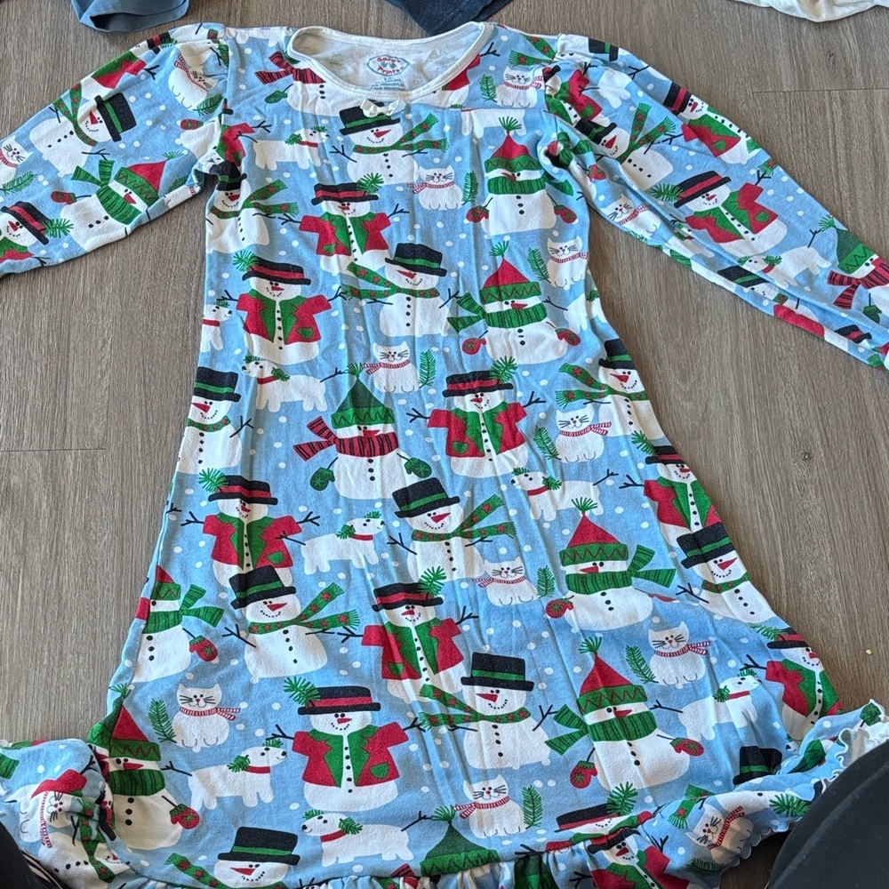 Sara's Prints Blue Snowman Nightgown
